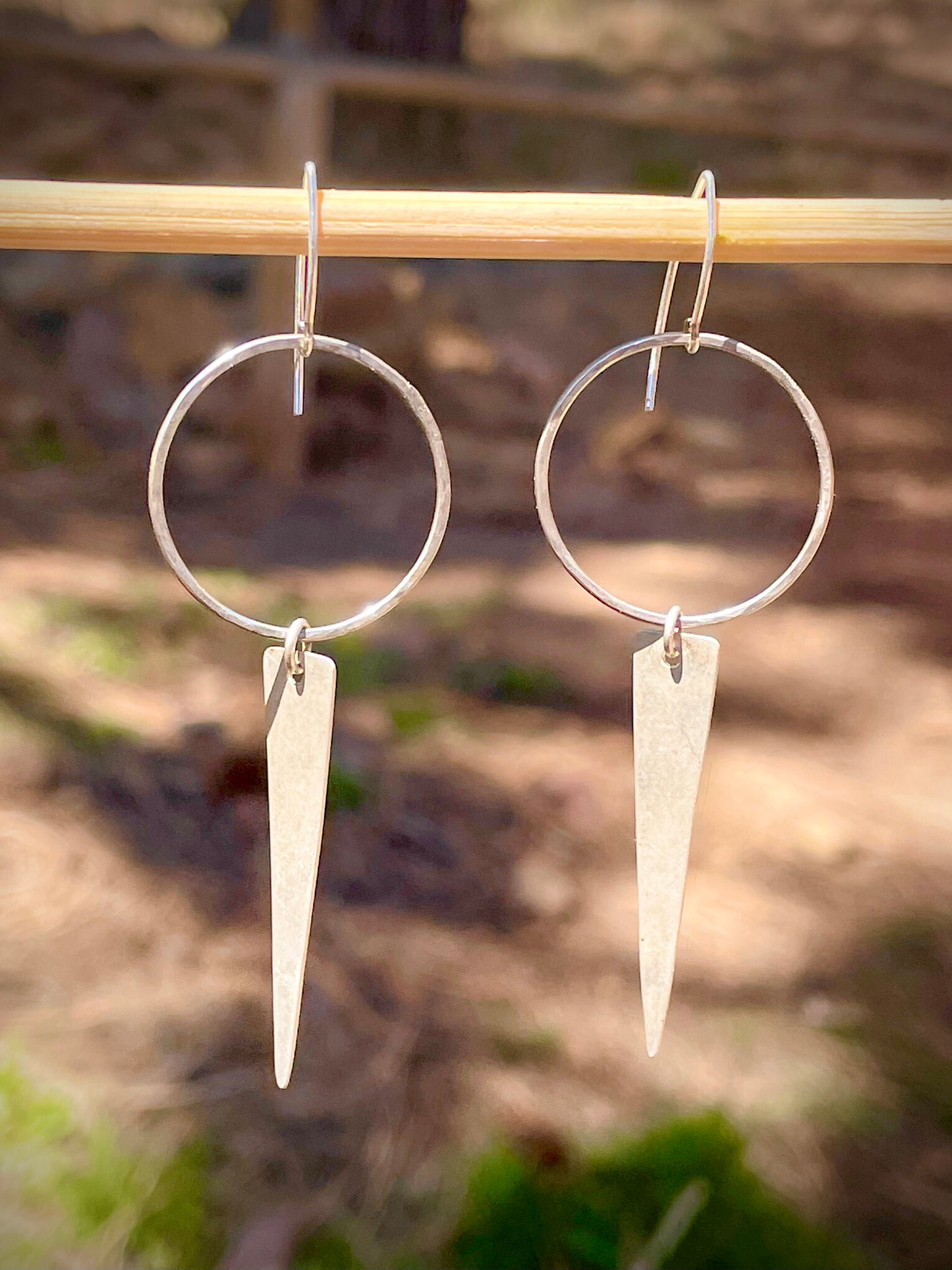 Modern Lightweight Earrings in Hammered Sterling Silver