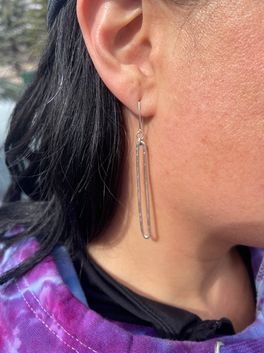 Modern Long Slim Paperclip Earrings