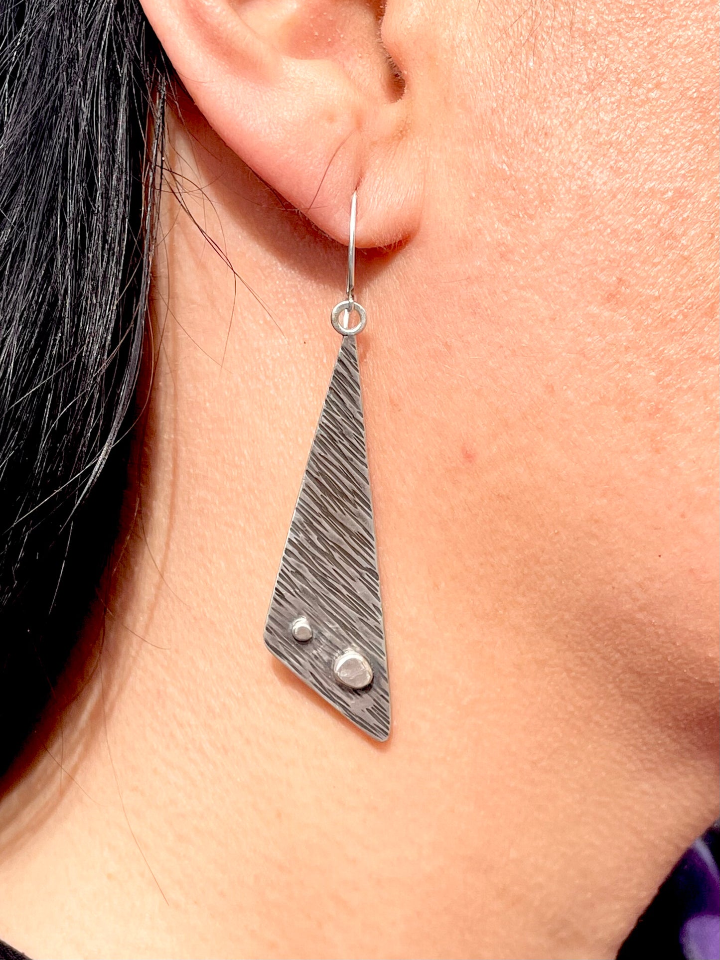 Modern Two Drop Geometric Sterling Silver Earrings