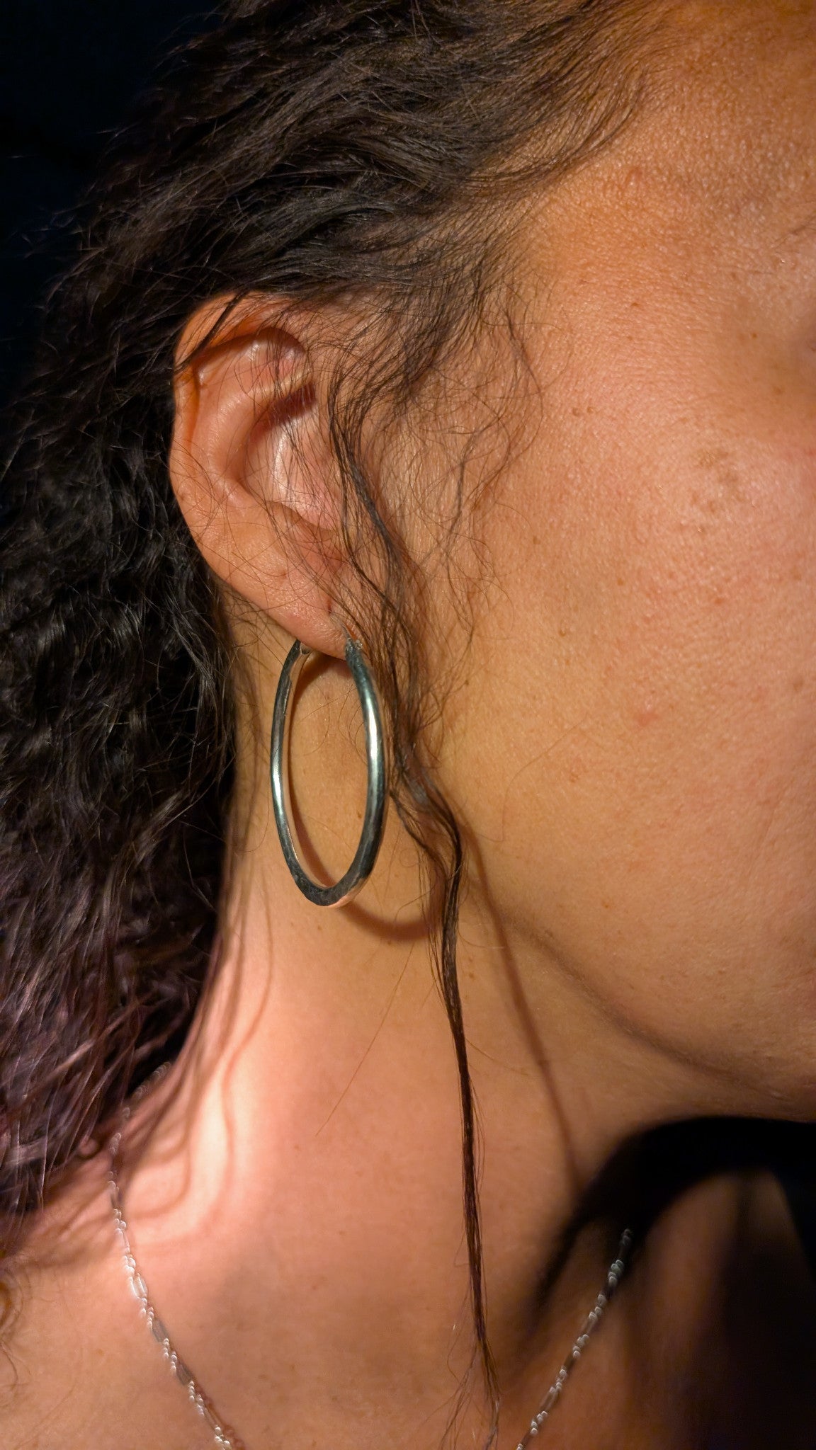 Hand Hammered Silver Hoops with Hinges