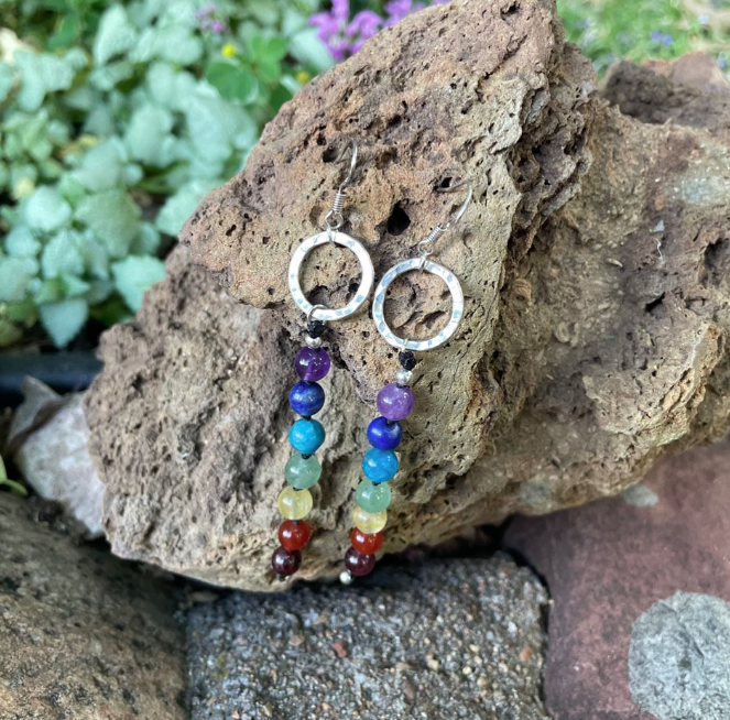 Chakra Gemstone Dangle Earrings