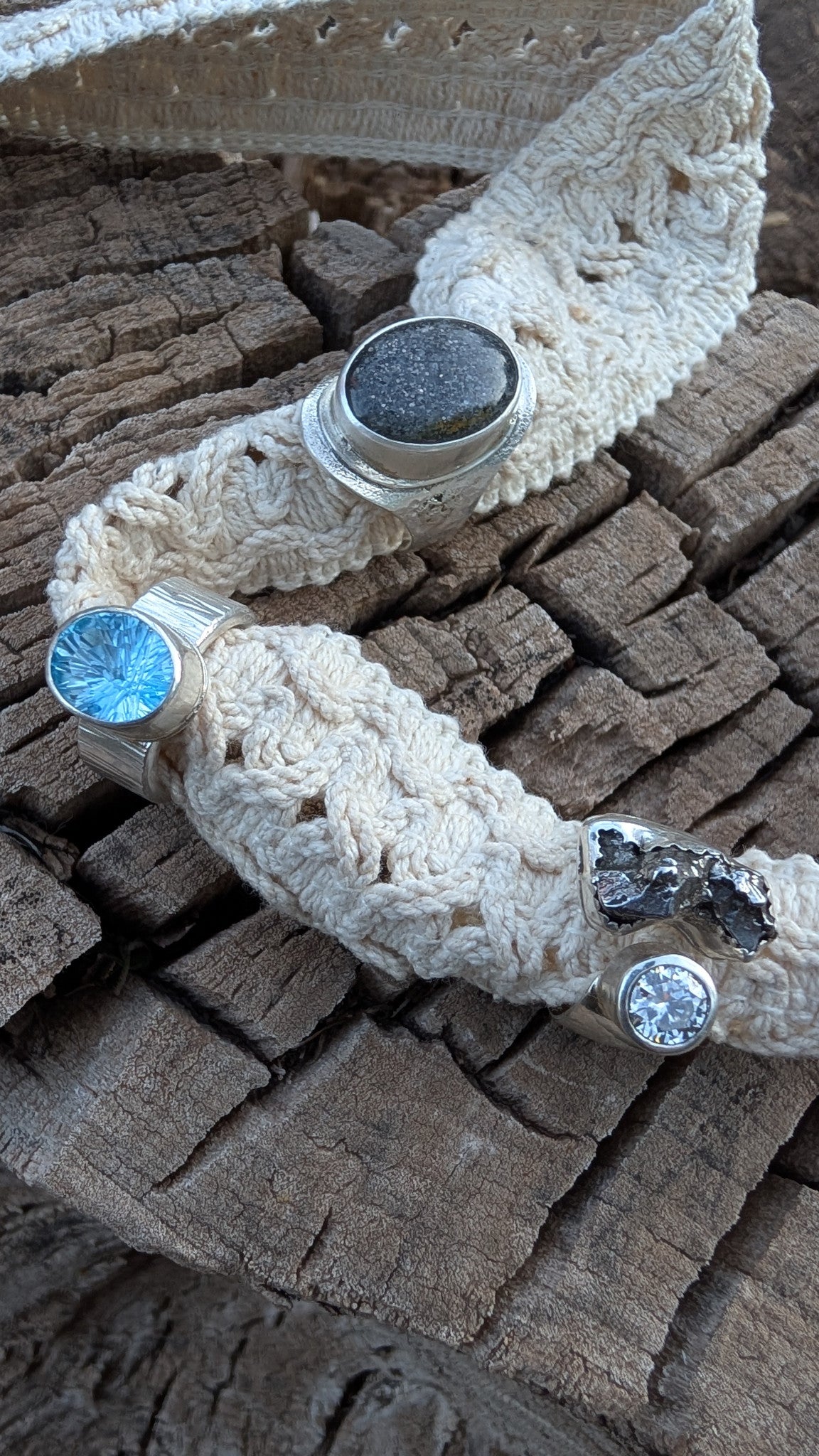 Cosmic Sparkle Meteorite Moissanite Ring | Size 6