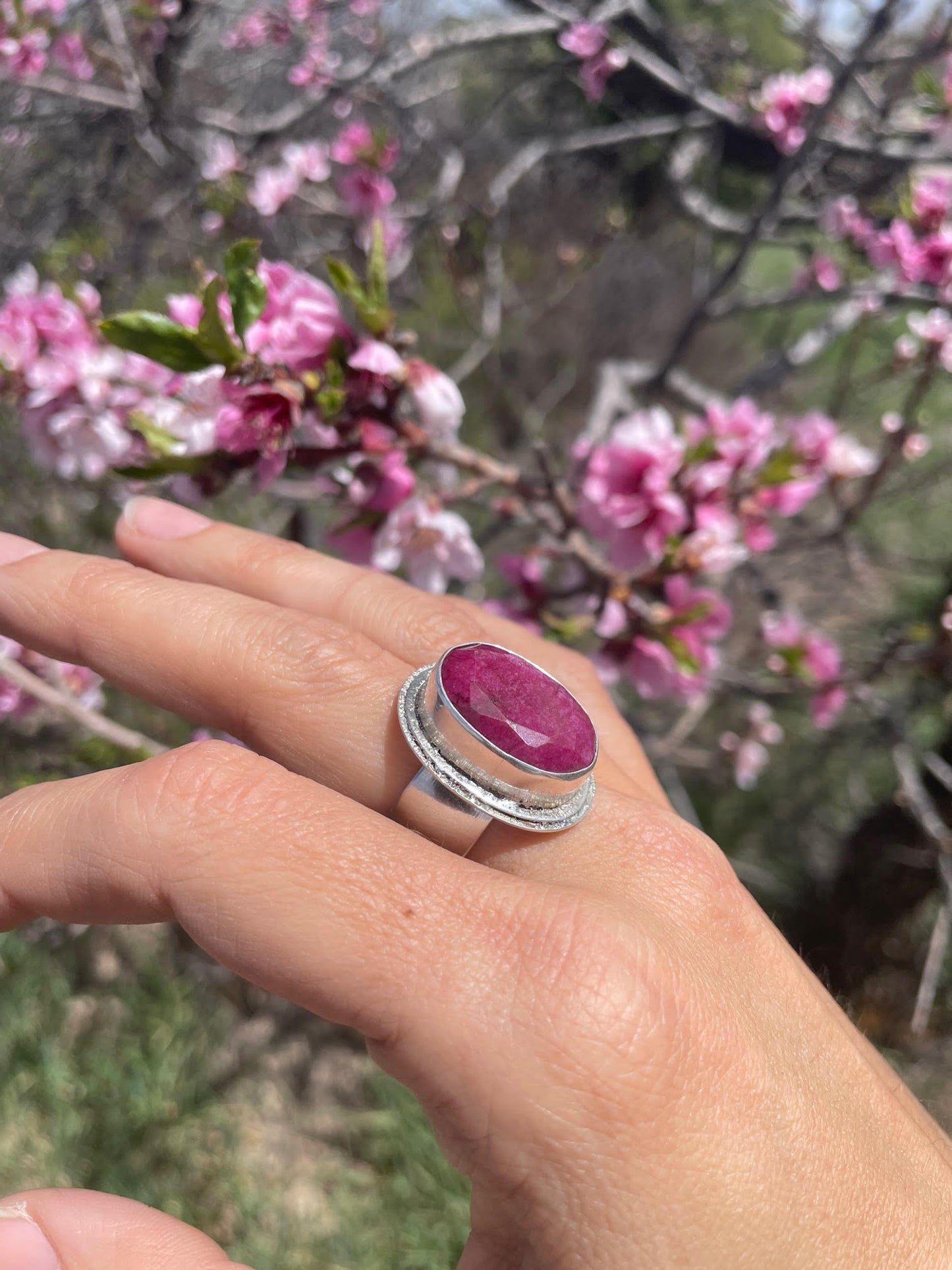 Faceted Natural Ruby Queen Ring