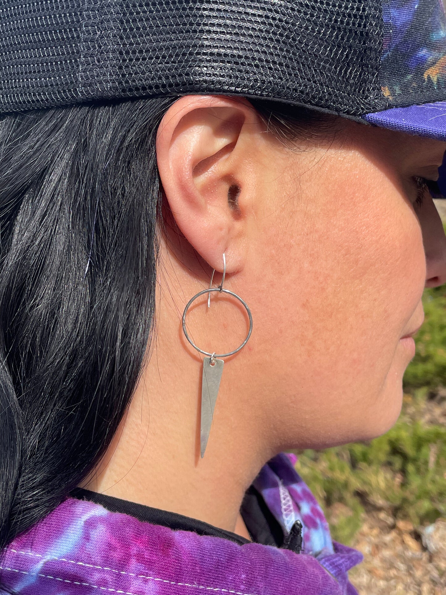 Modern Lightweight Earrings in Hammered Sterling Silver