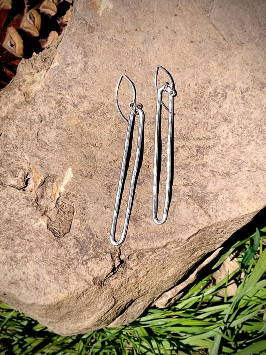Modern Long Slim Paperclip Earrings
