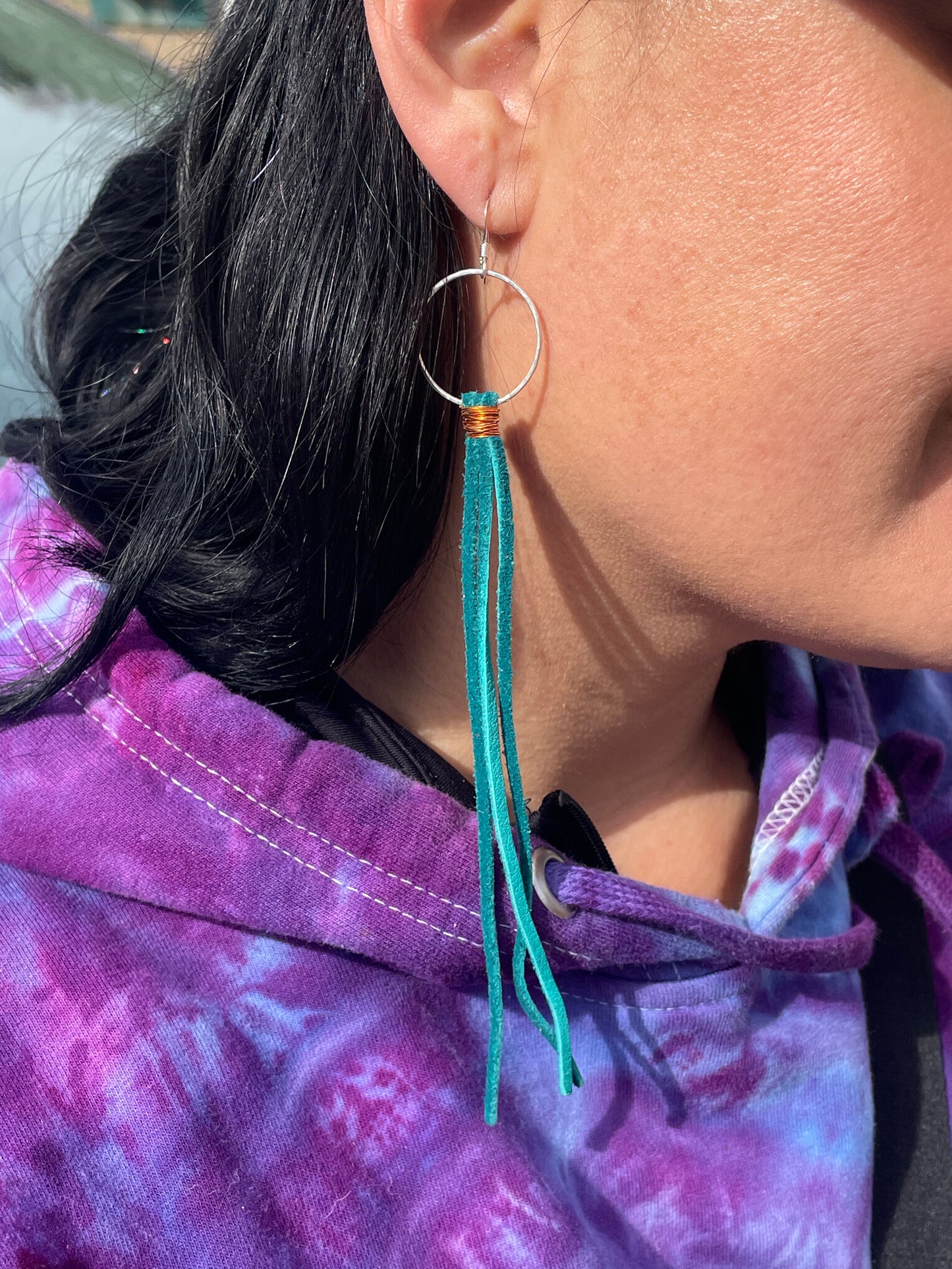 The Kristi: Leather and Sterling Silver Earring