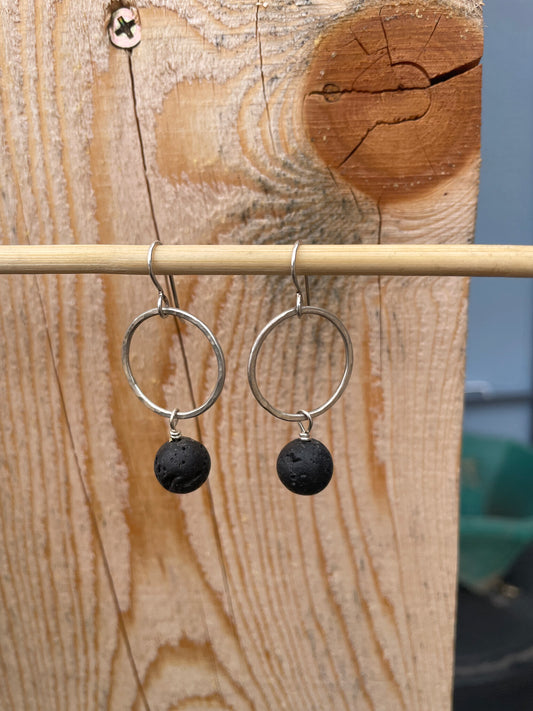 Lava Stone Sterling Silver Earrings