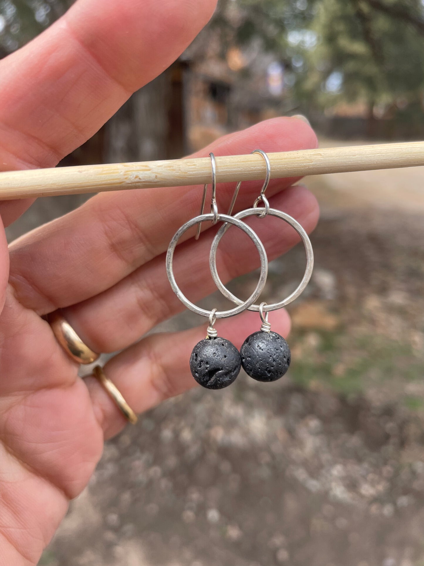 Lava Stone Sterling Silver Earrings