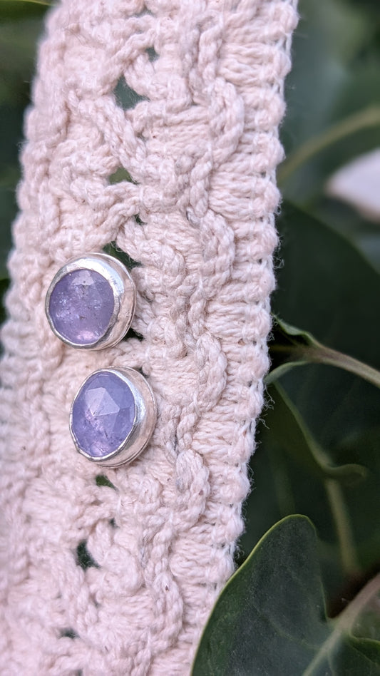 Rose Cut Tanzanite Stud Earrings