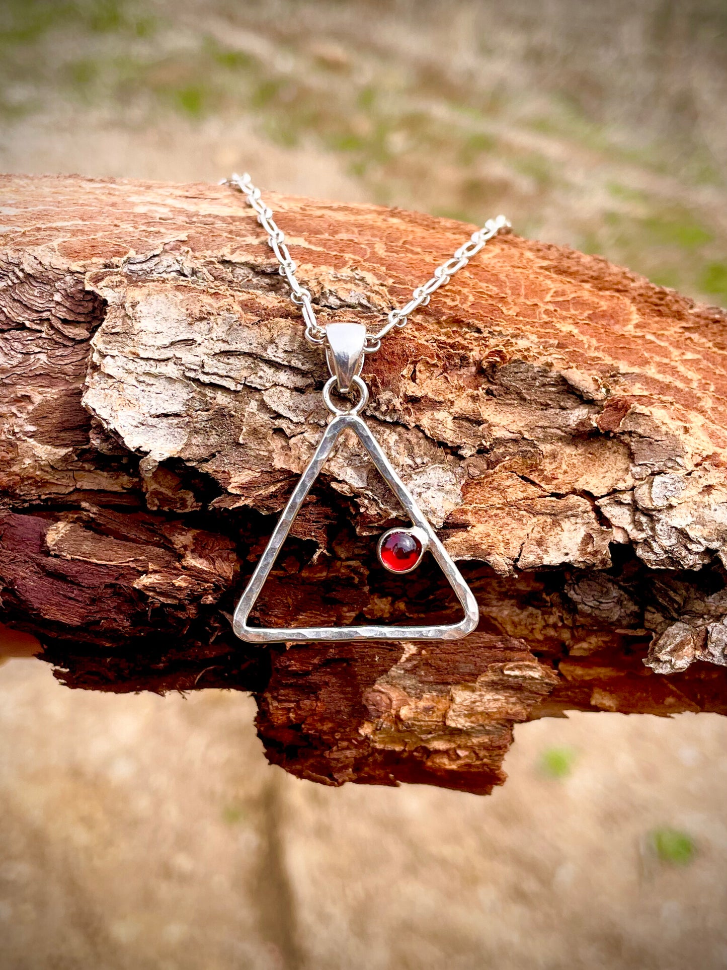 Modern Red Carnelian Triangle Necklace