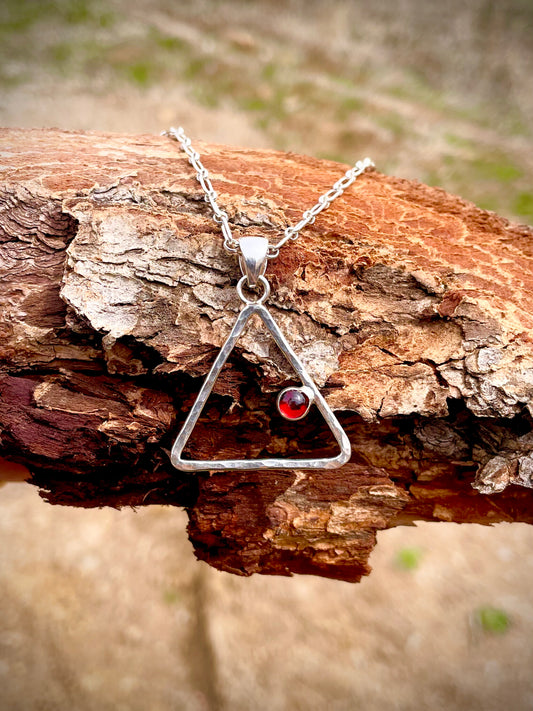 Modern Red Carnelian Triangle Necklace