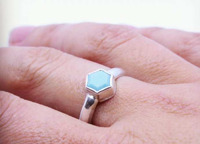 Hexagon Kingman Turquoise Ring