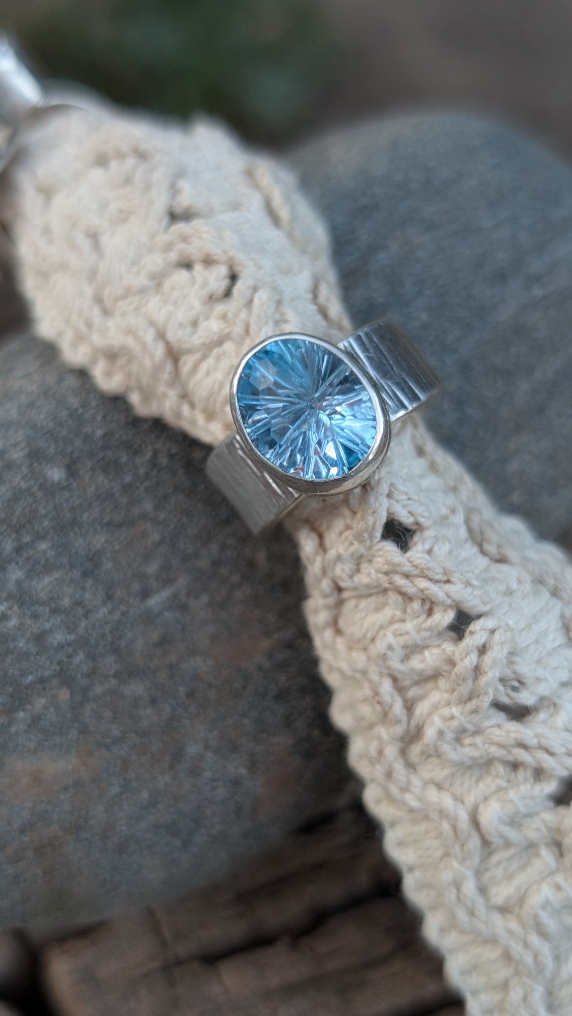 Blue Topaz Honeycomb Vortex Ring | Size 5.5