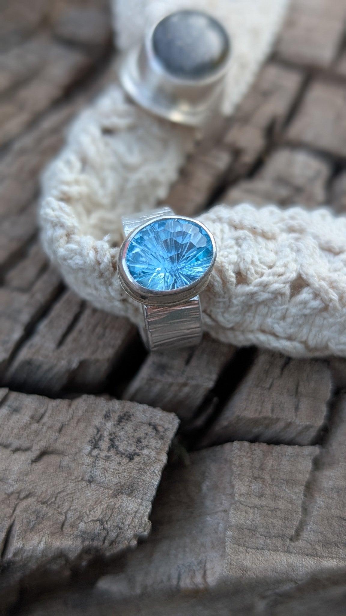 Blue Topaz Honeycomb Vortex Ring | Size 5.5