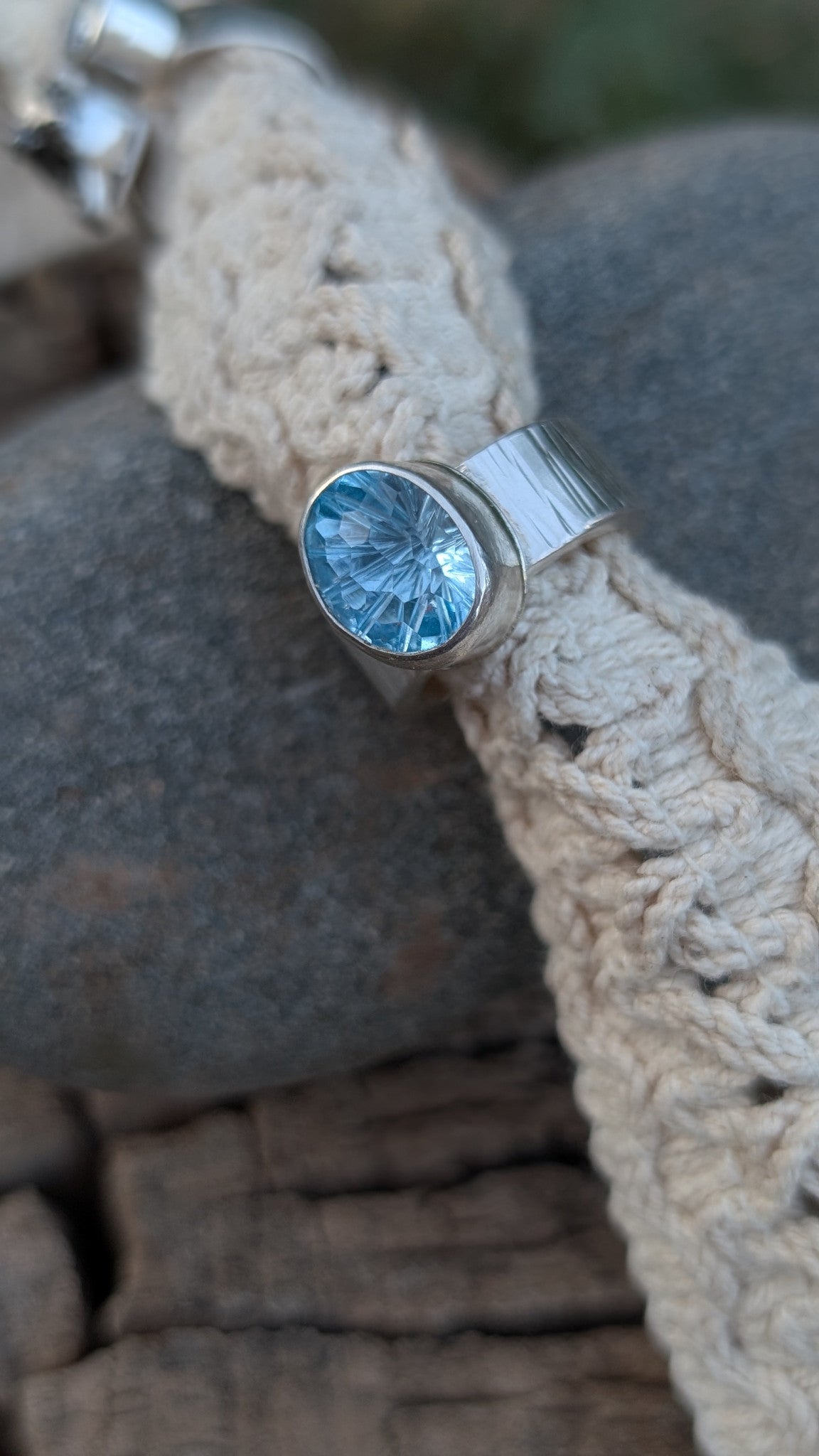 Blue Topaz Honeycomb Vortex Ring | Size 5.5