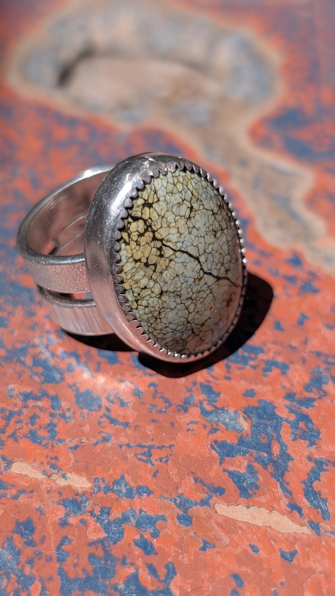 Snakeskin Variscite Double Band Ring | Size 6.5